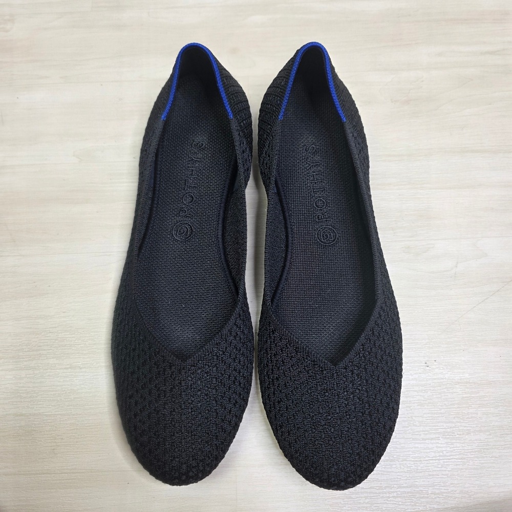Rothys The Flat Black Solid Round Toe Knit Ballet Flats Womens Size 13